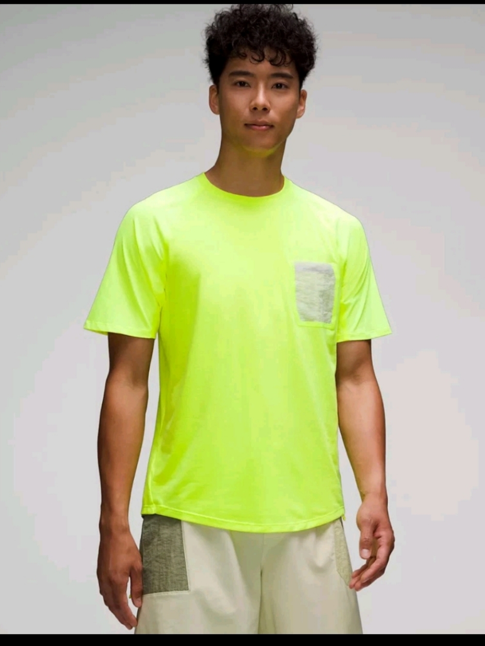 lululemon athletica Men's Highlighter Yellow Short Sleeve Pocket Tee